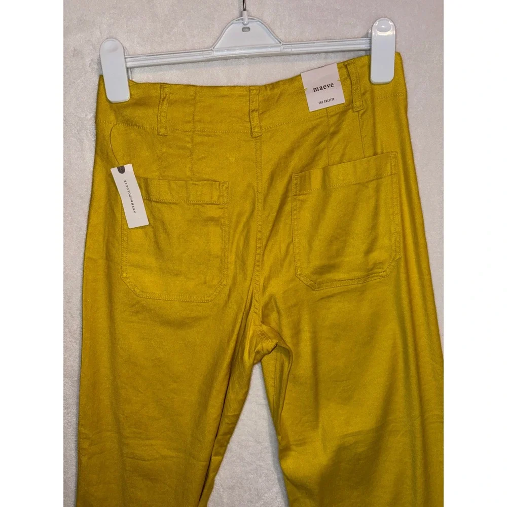 Maeve The Colette Wide Leg Cropped Pants Limelight Yellow Size 28 NWT - Picture 9 of 10